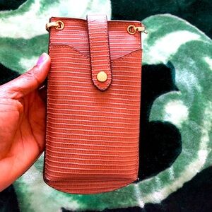 Adorable faux snake print cross body phone carrier